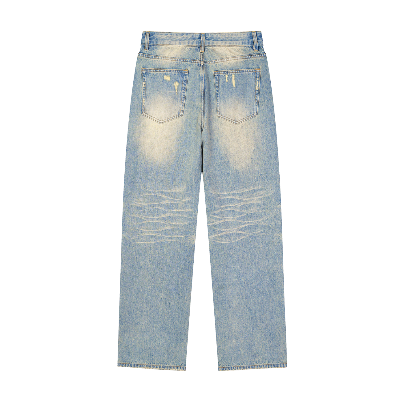 FEZIANNI  Sun Fade Raw Hem Denim Jeans