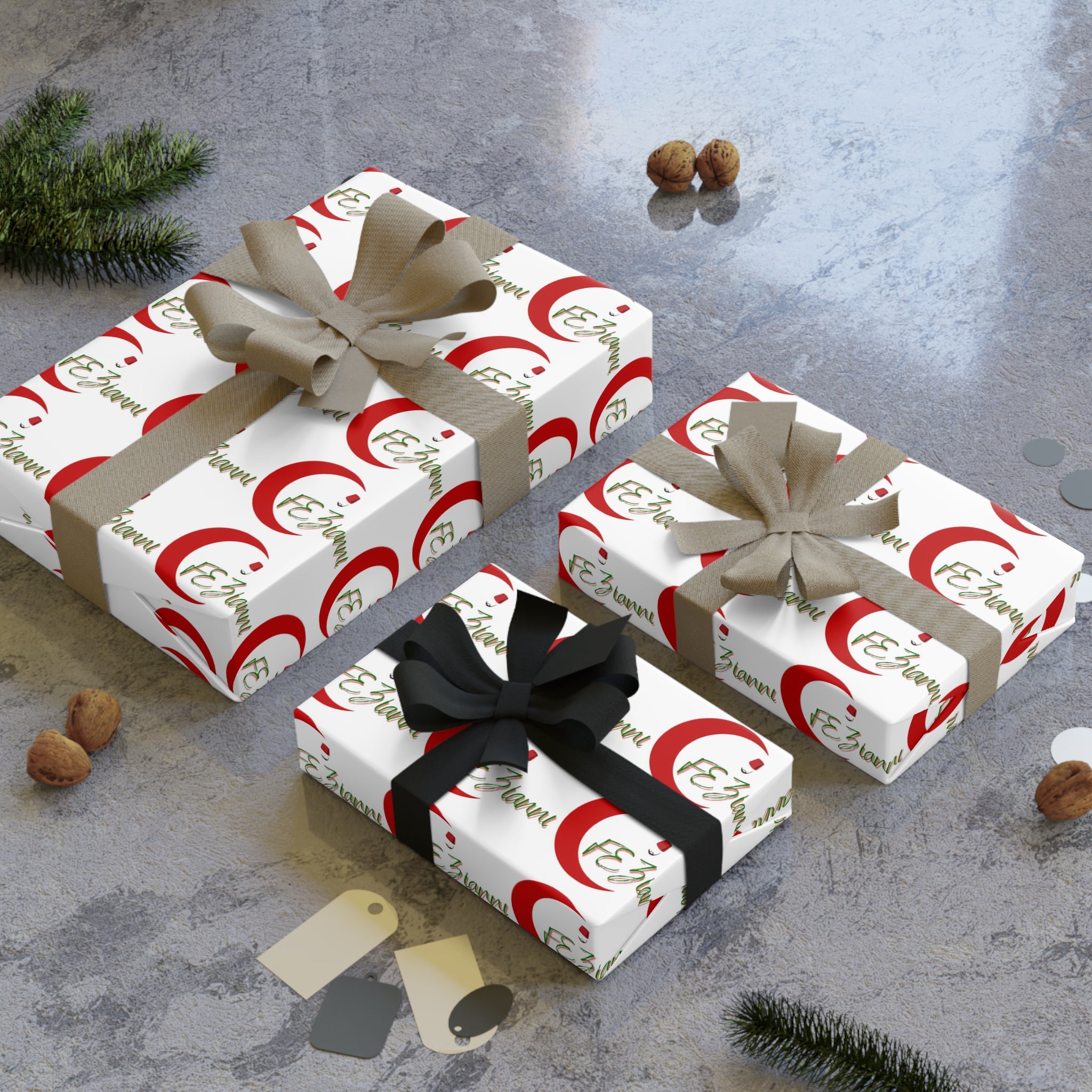 Christmas Santa Monogram Gift Wrap Roll — Personalized “E” Initial Holiday Wrapping Paper