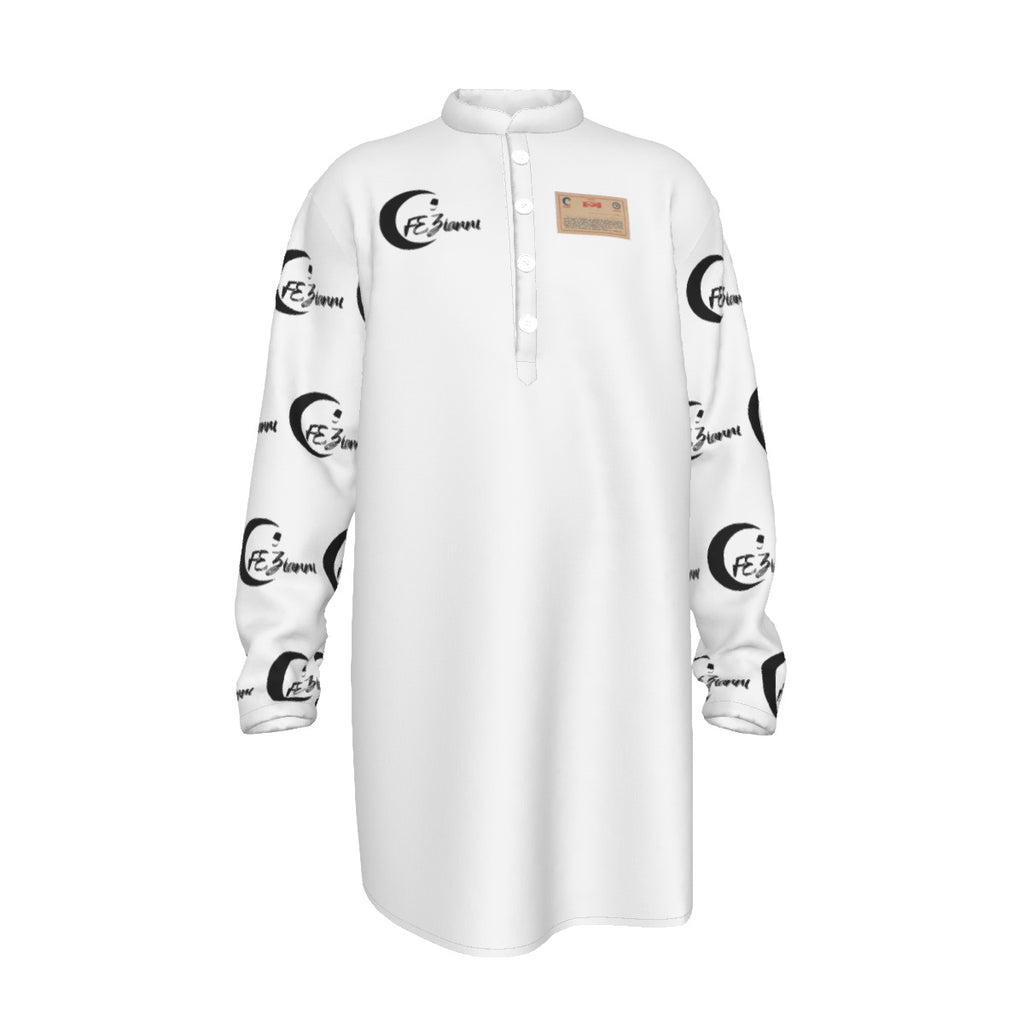 All-Over Print Men's Stand-up Collar Long Shirt