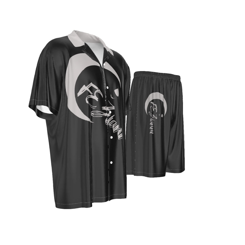 All-Over Print Men's Imitation Silk Shirt Suit