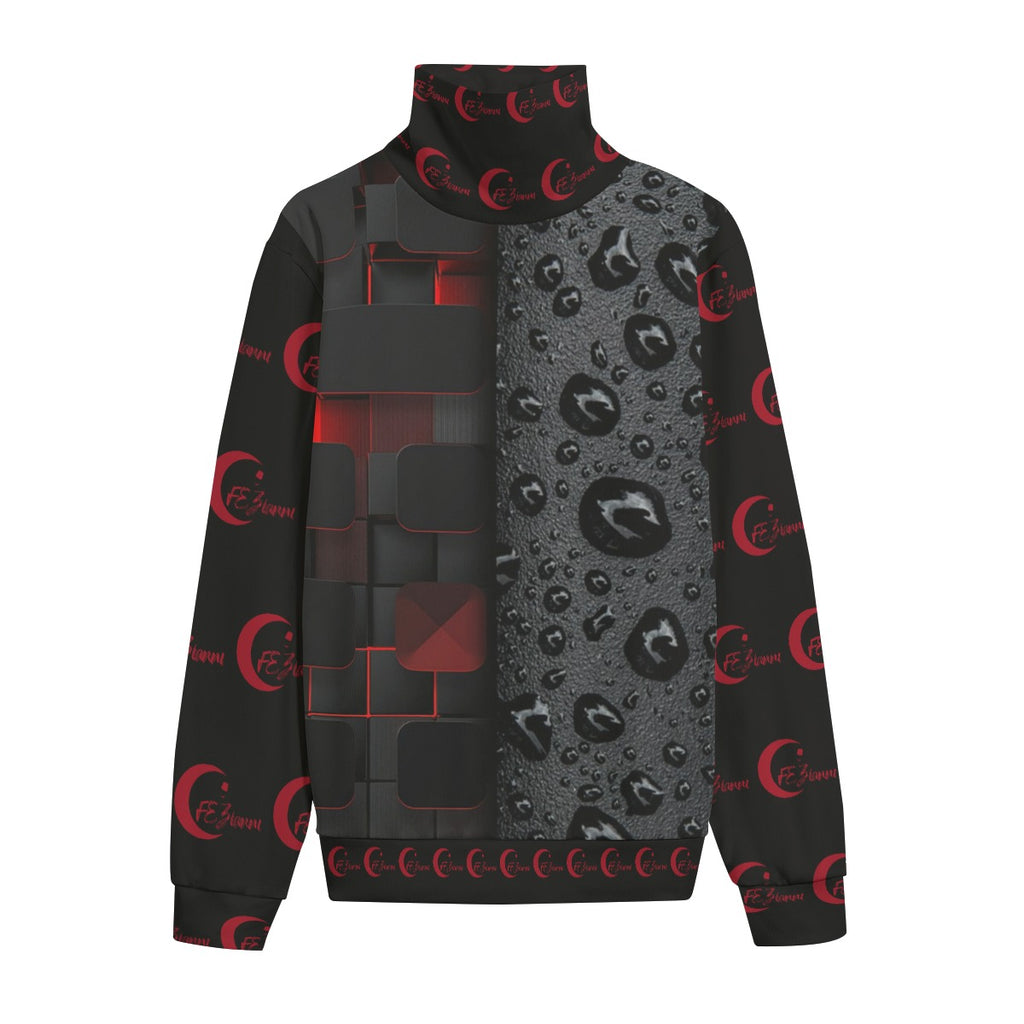 All-Over Print Unisex Turtleneck Knitted Fleece Sweater