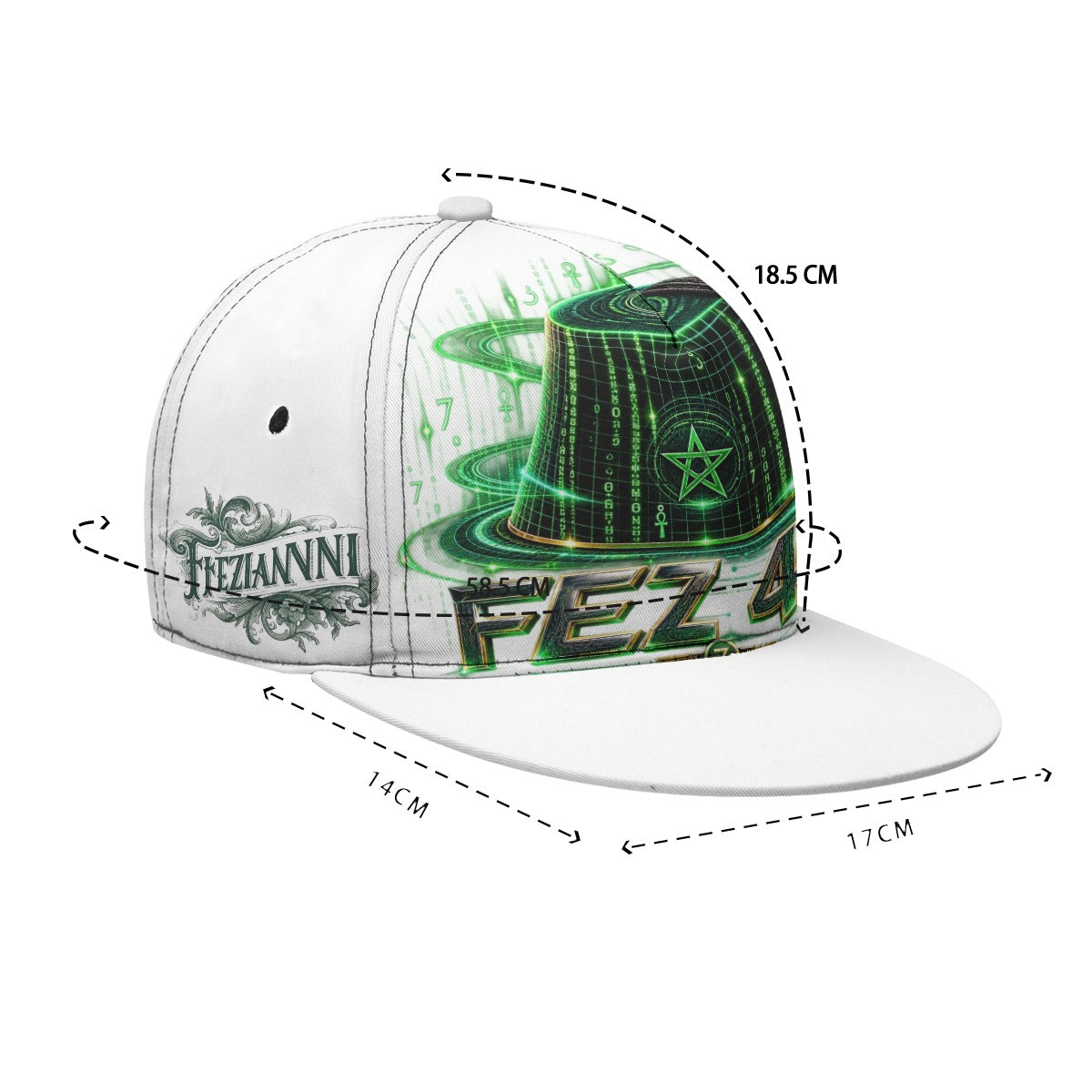 FEZIANNI All-Over Print Flat-Brim Baseball Cap With Box