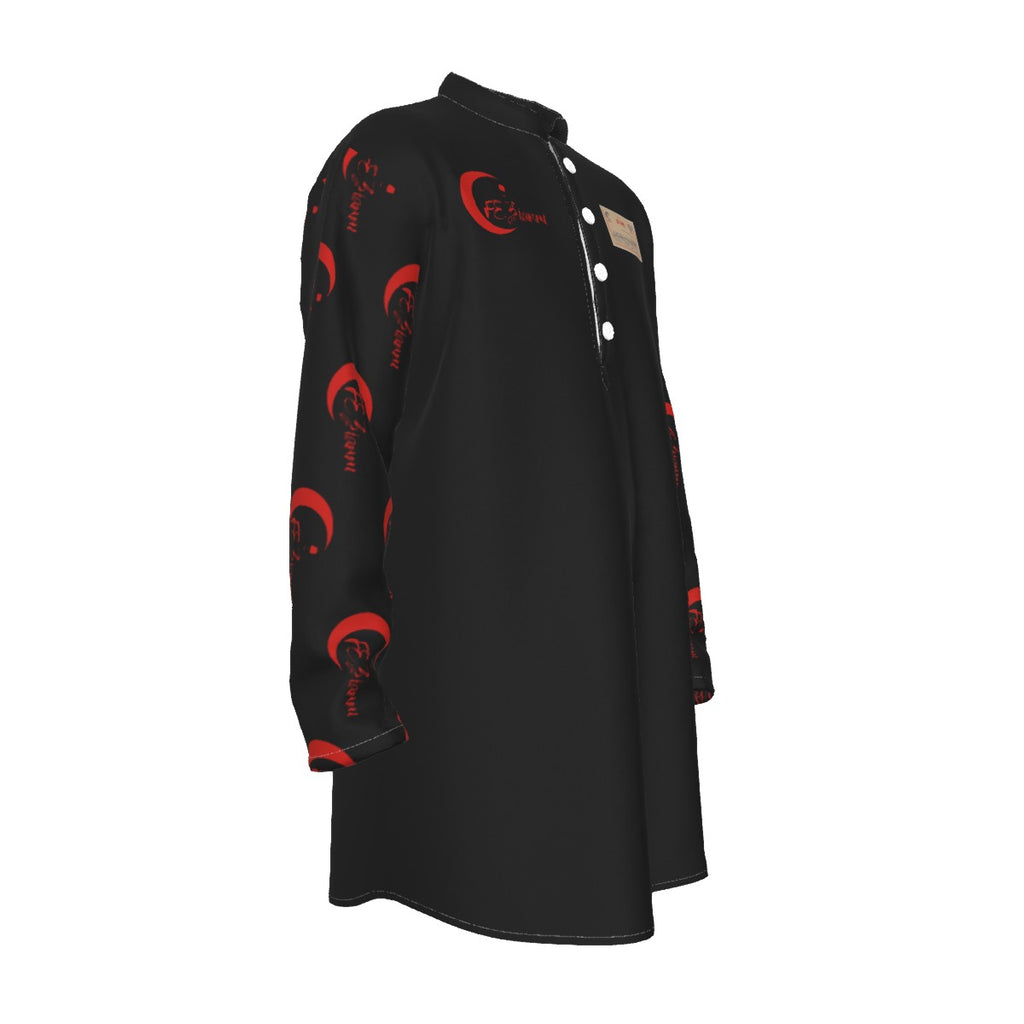 All-Over Print Men's Stand-up Collar Long Shirt