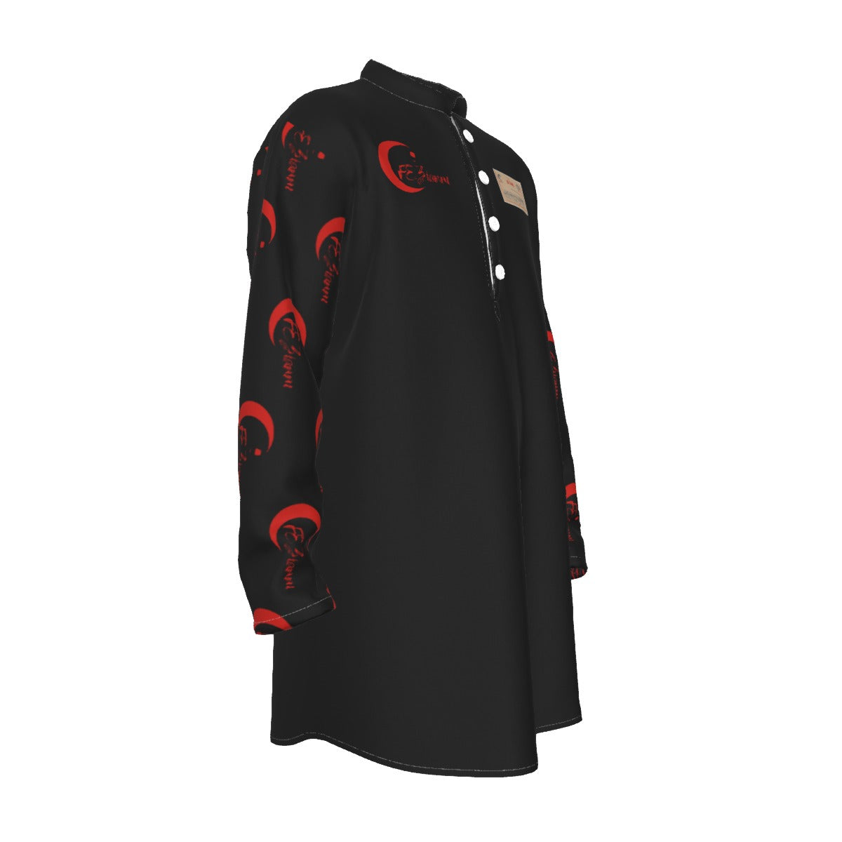 All-Over Print Men's Stand-up Collar Long Shirt