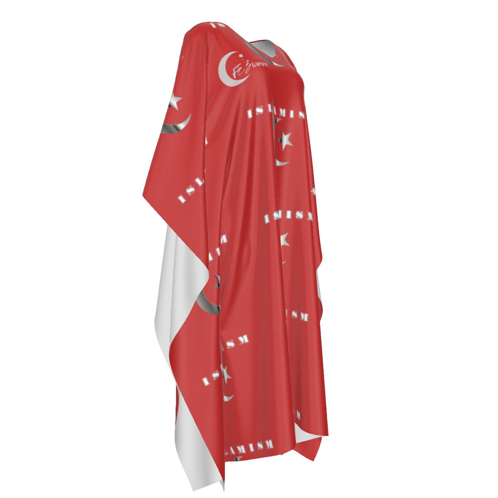 All-Over Print Women's Imitation Silk V-neck Kaftan Robe