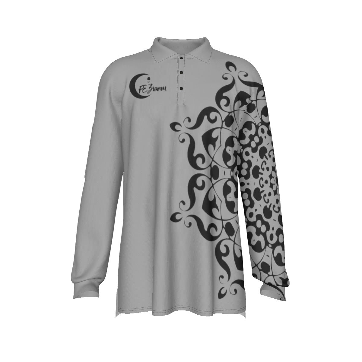 All-Over Print Men's Long Sleeve Polo Shirt