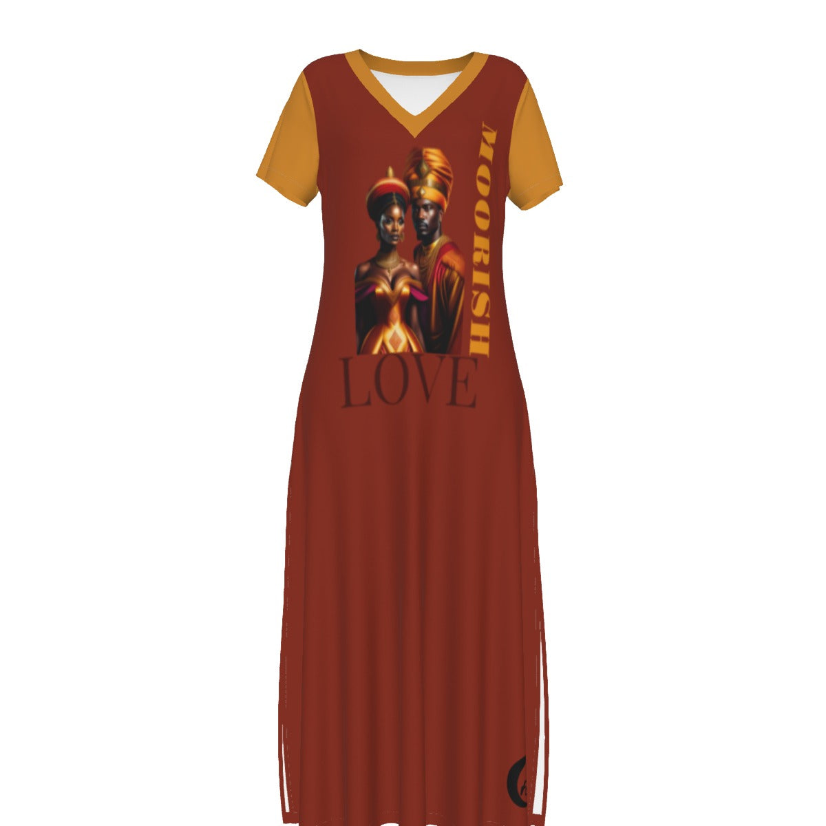 All-Over Print Women's V-neck Dress With Side Slit