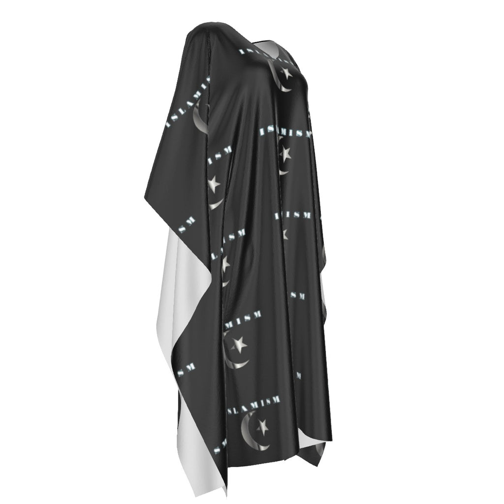 All-Over Print Women's Imitation Silk V-neck Kaftan Robe