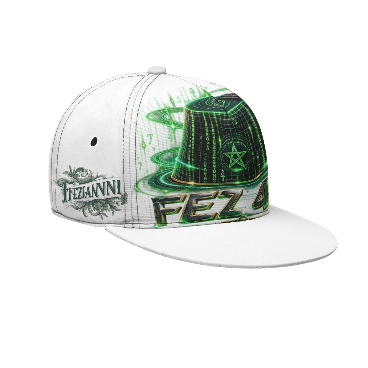 FEZIANNI All-Over Print Flat-Brim Baseball Cap With Box