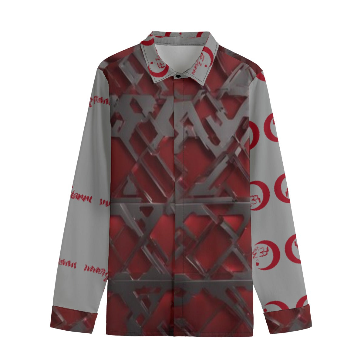All-Over Print Men's Lapel Collar Shirt With Concealed Placket |115GSM Cotton poplin