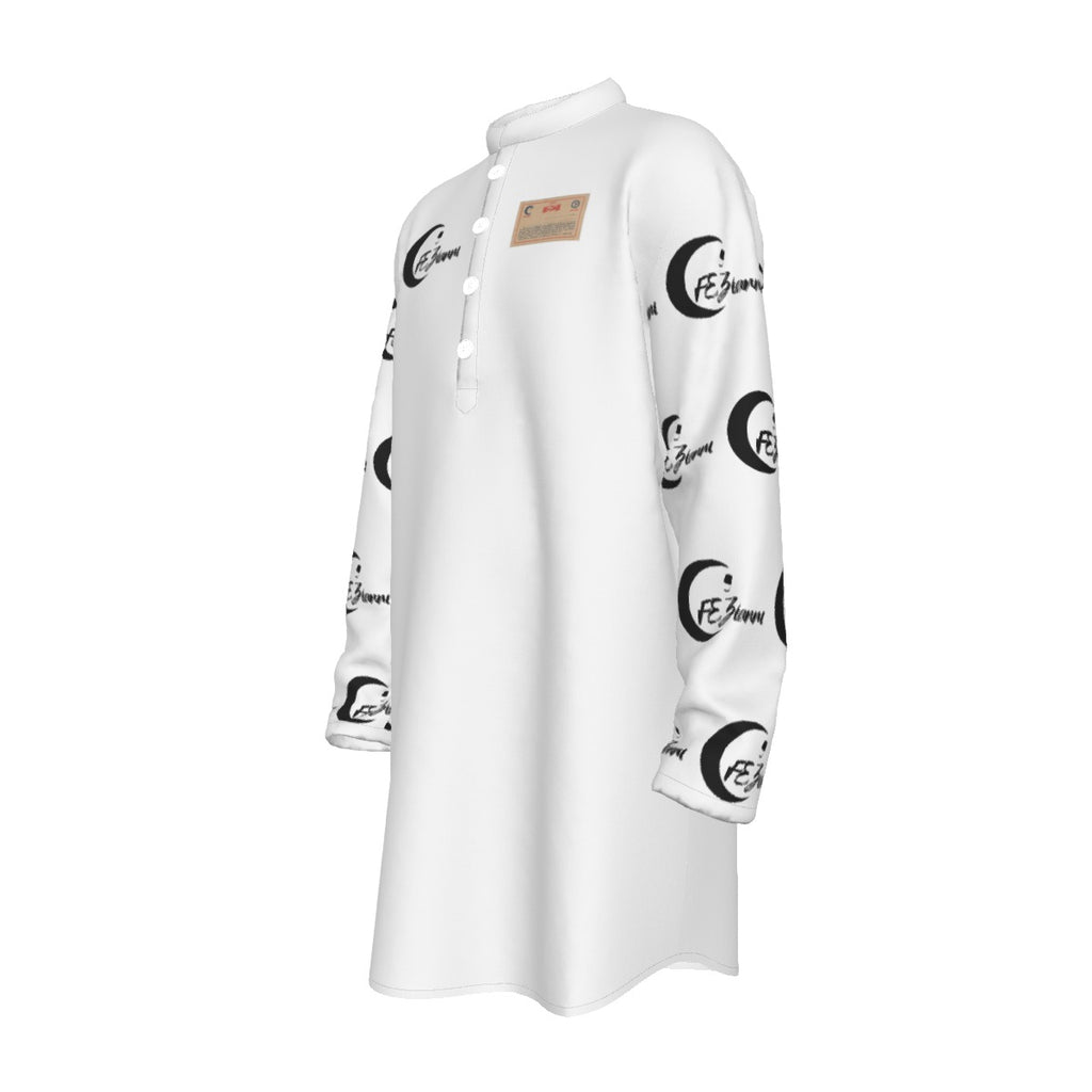 All-Over Print Men's Stand-up Collar Long Shirt