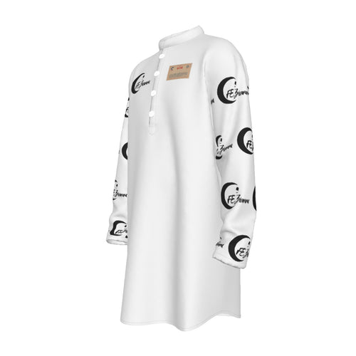 All-Over Print Men's Stand-up Collar Long Shirt