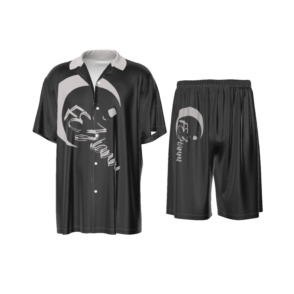 All-Over Print Men's Imitation Silk Shirt Suit
