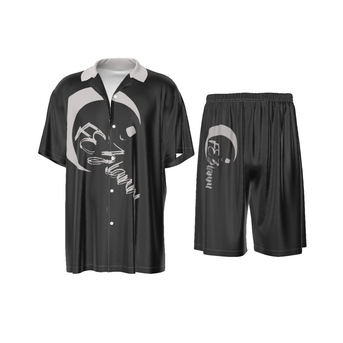 All-Over Print Men's Imitation Silk Shirt Suit