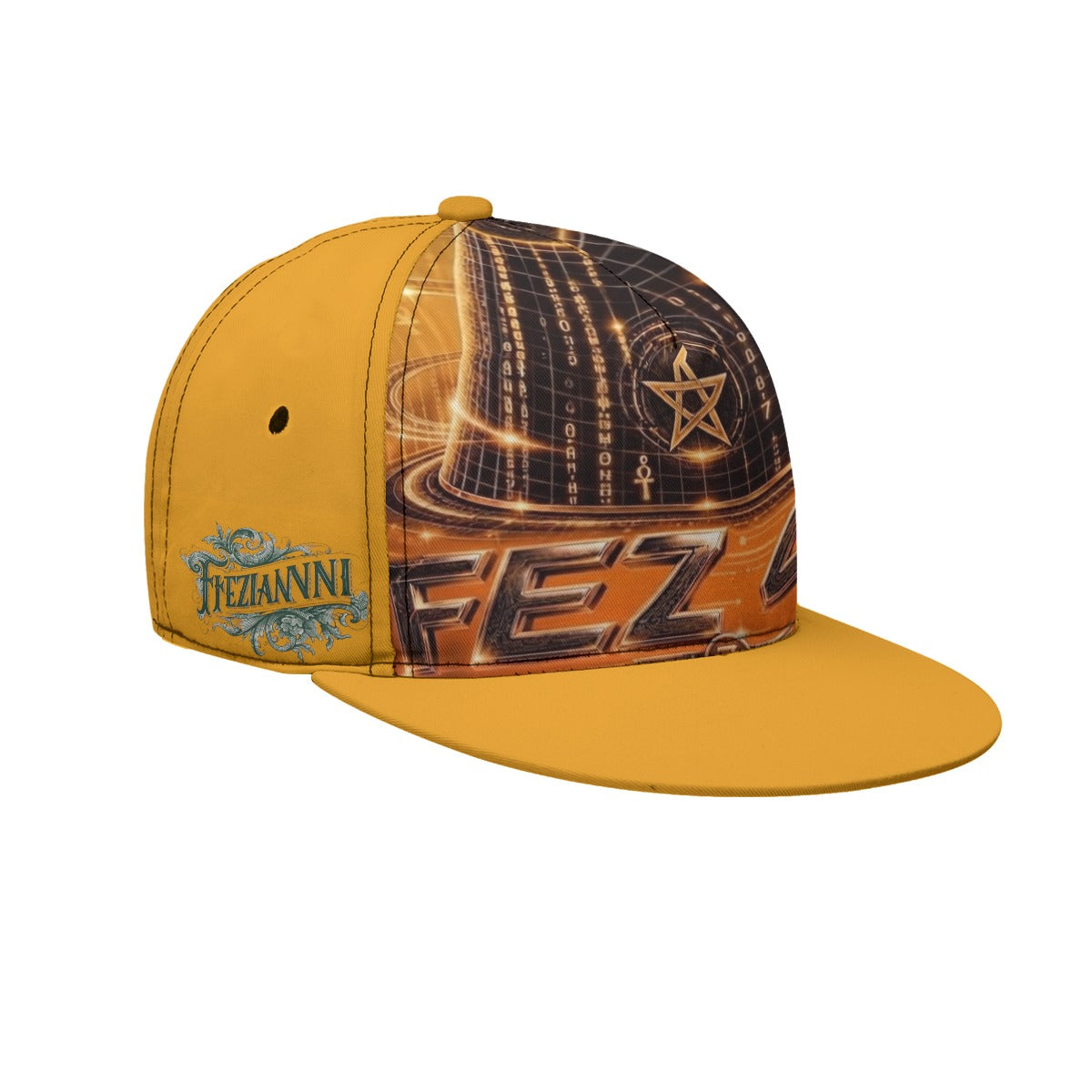 FEZIANNI All-Over Print Flat-Brim Baseball Cap With Box
