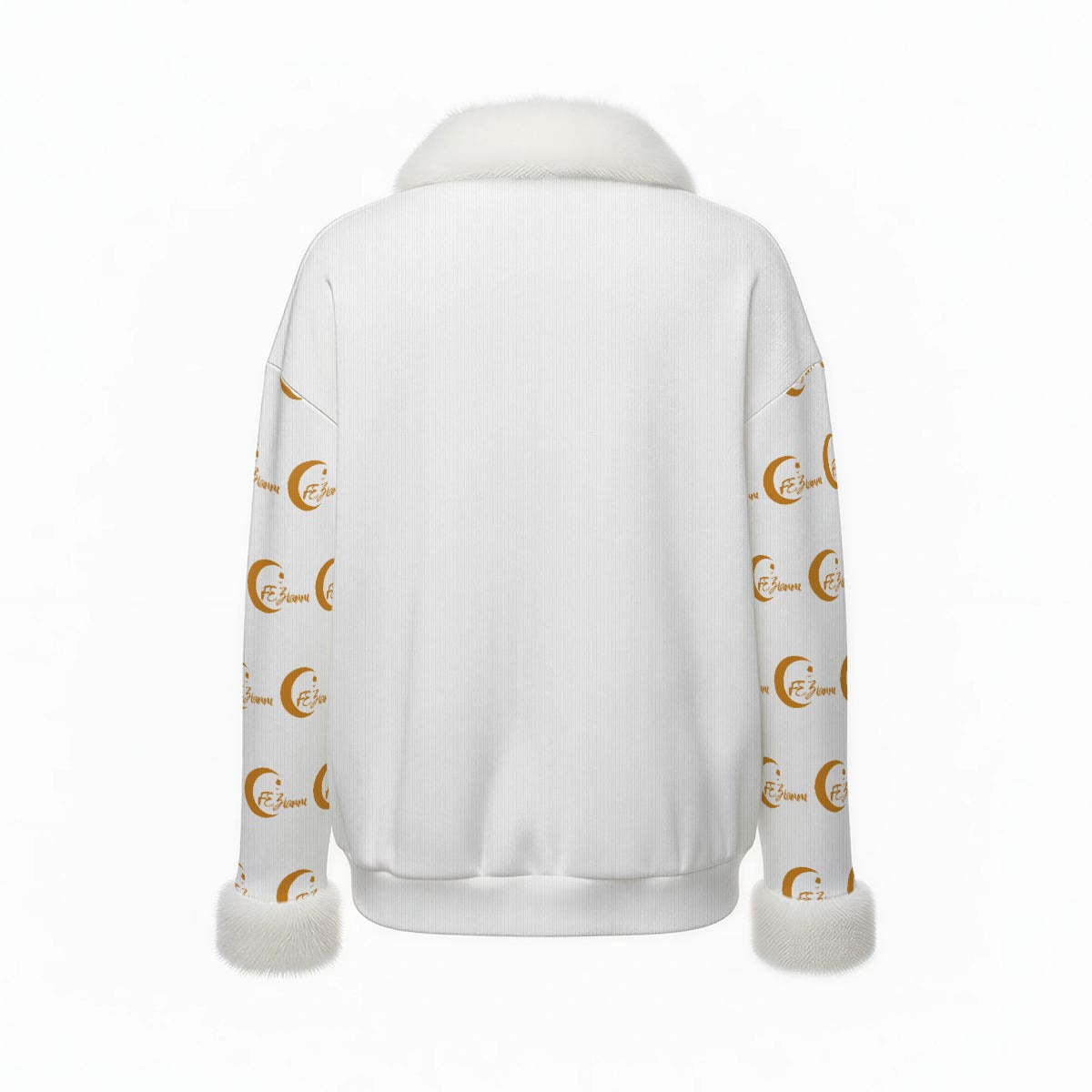 FEZIANNI All-Over Print Women's Faux Knit V-Neck Sweater Top with Fur Trim