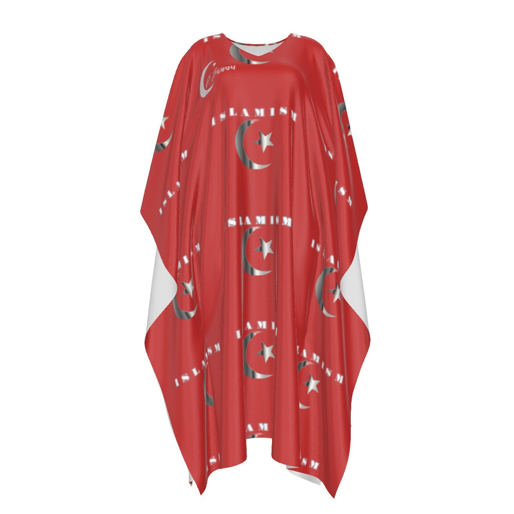 All-Over Print Women's Imitation Silk V-neck Kaftan Robe