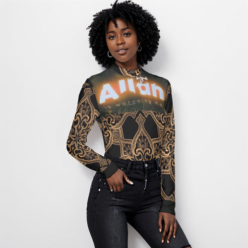 All Over Print Women's Stretchable Turtleneck Top