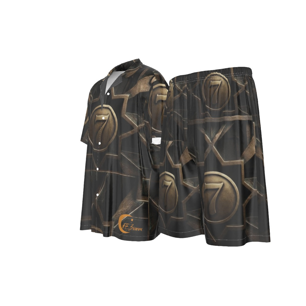 FEZIANNi All-Over Print Men's Silk Shirt Suit