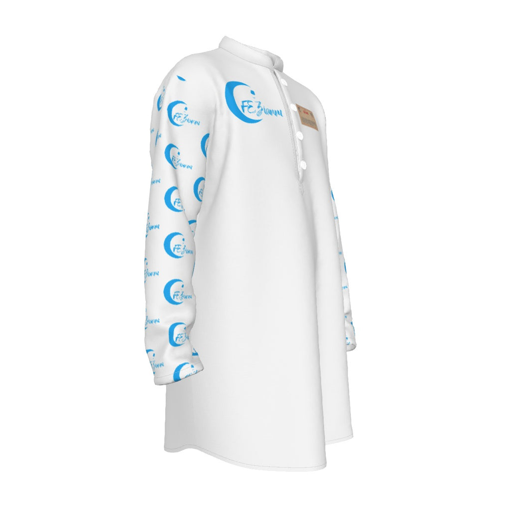 All-Over Print Men's Stand-up Collar Long Shirt
