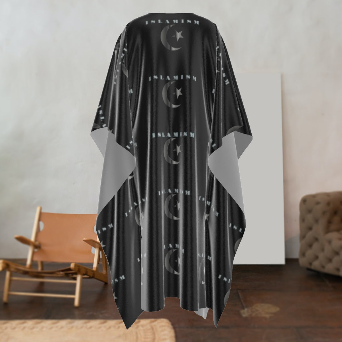 All-Over Print Women's Imitation Silk V-neck Kaftan Robe