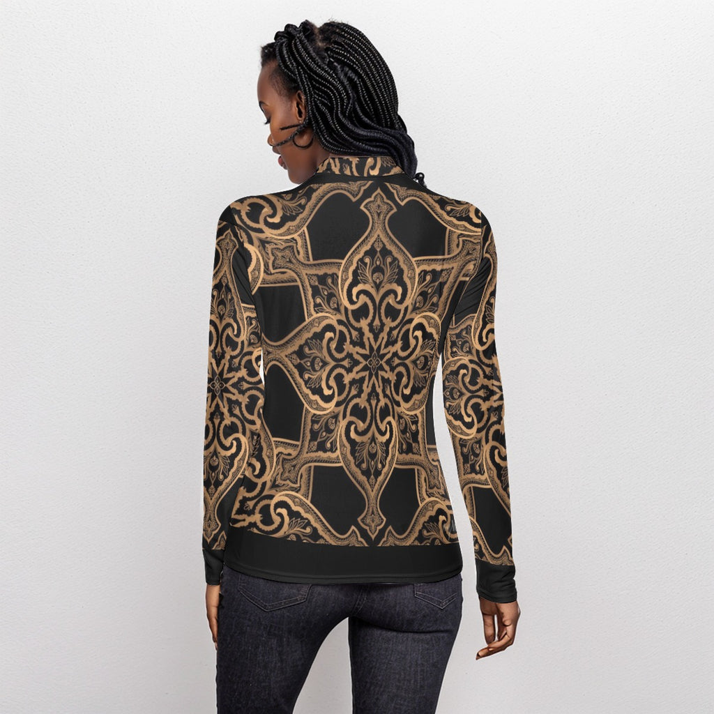 All Over Print Women's Stretchable Turtleneck Top