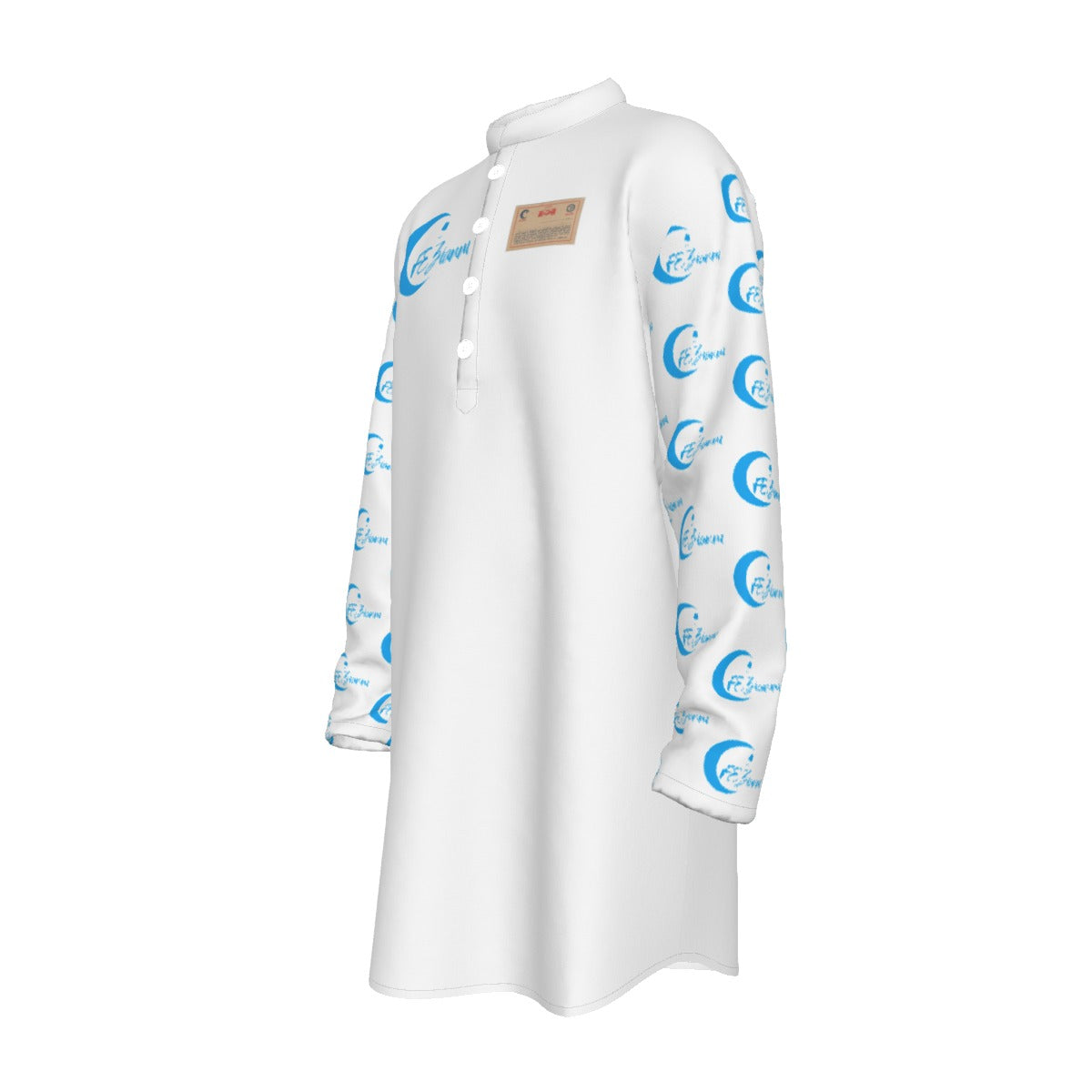 All-Over Print Men's Stand-up Collar Long Shirt