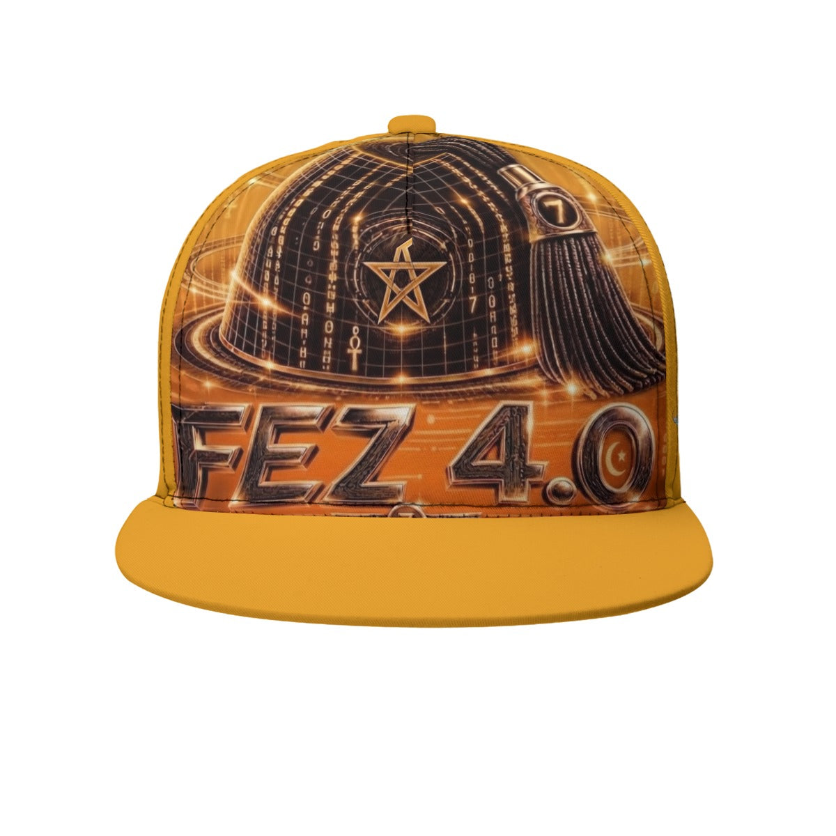 FEZIANNI All-Over Print Flat-Brim Baseball Cap With Box