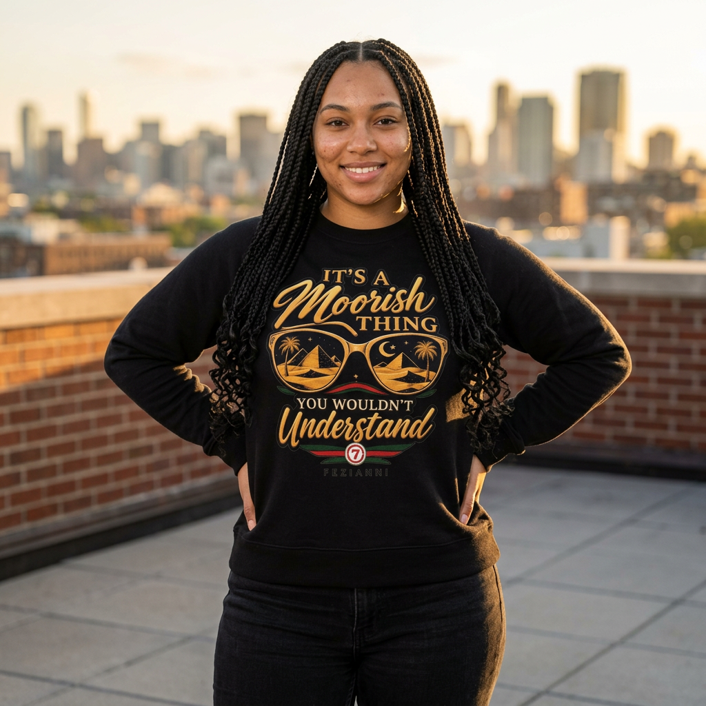FEZIANNI Crewneck Sweatshirt — "It's a Moorish Thing, You Wouldn't Understand" Sunglasses Graphic