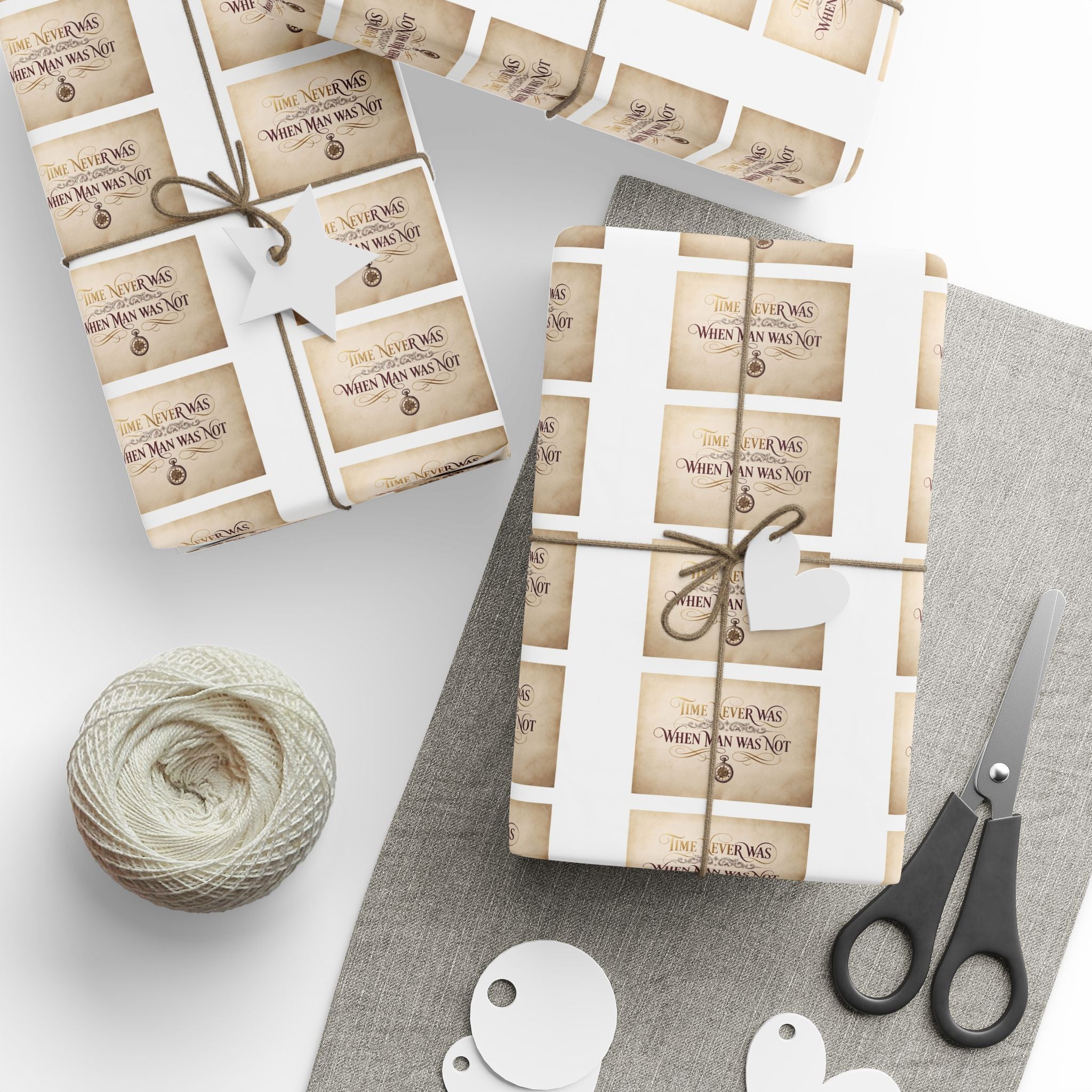 Time never was Vintage Feather Blessings Wrapping Paper Roll — "Grateful & Blessed" Gift Wrap