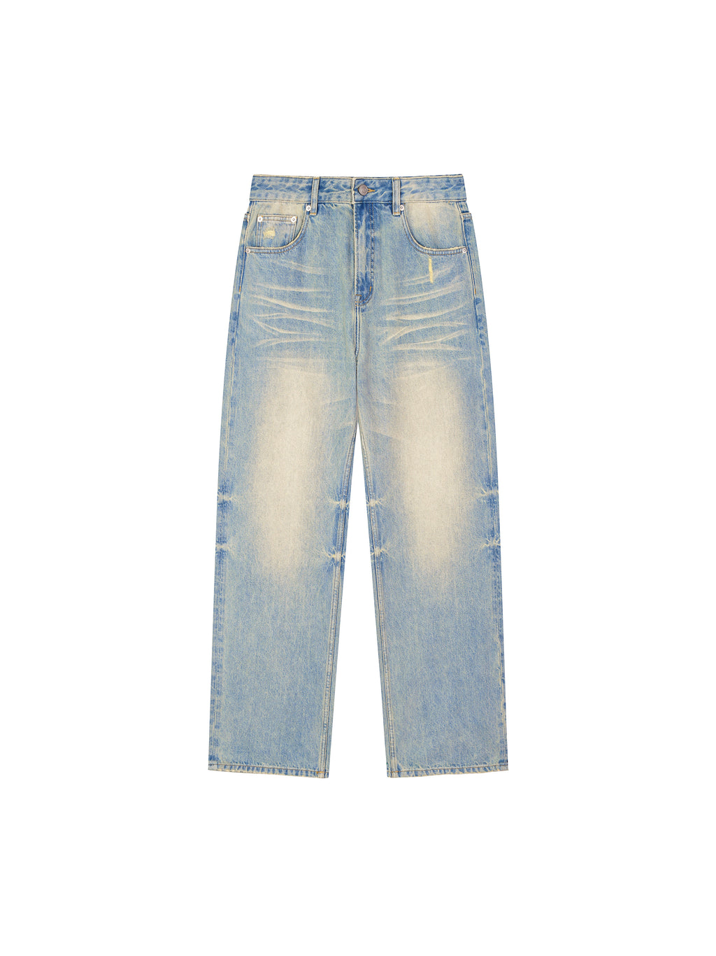 FEZIANNI  Sun Fade Raw Hem Denim Jeans