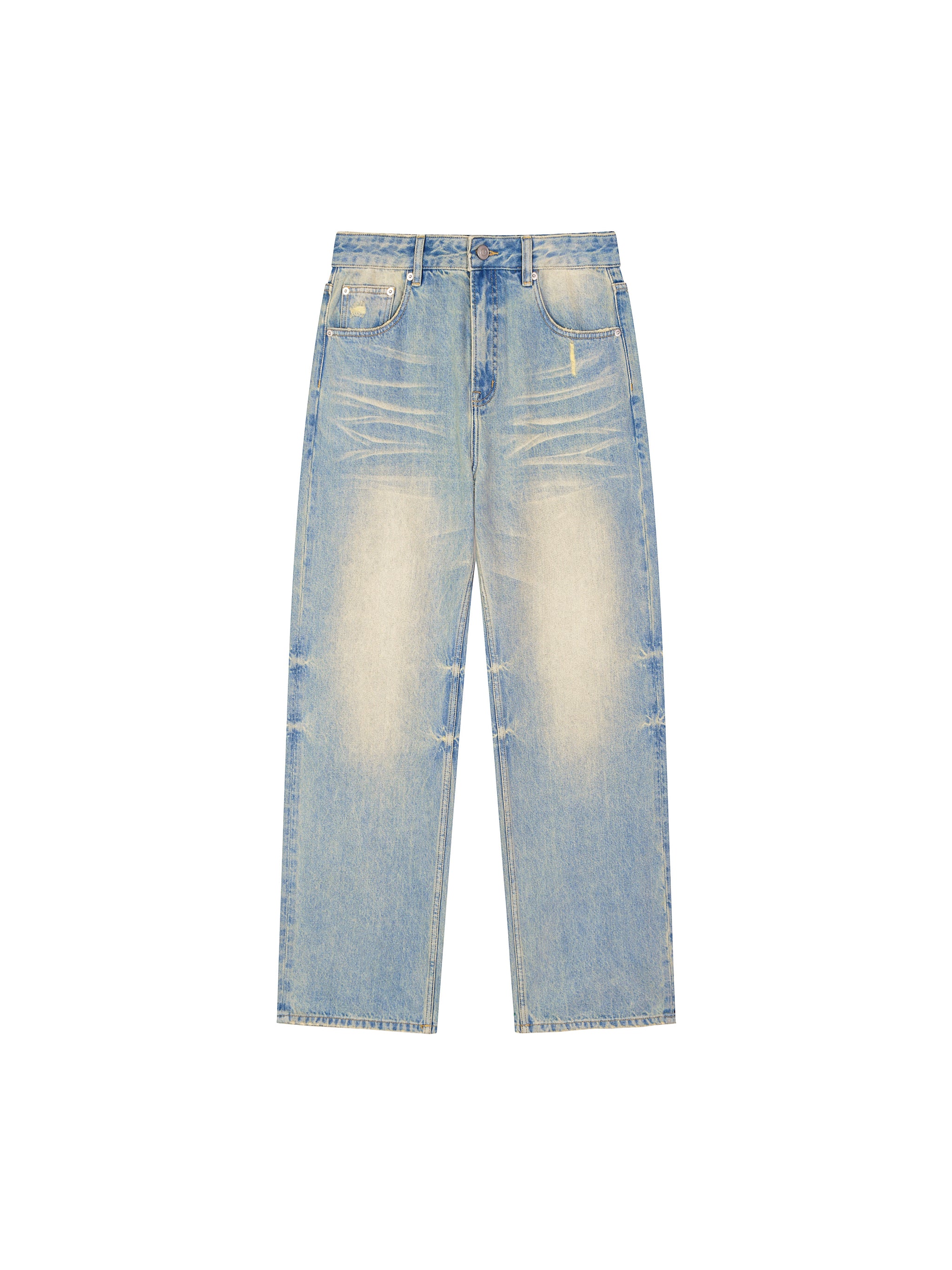 FEZIANNI  Sun Fade Raw Hem Denim Jeans