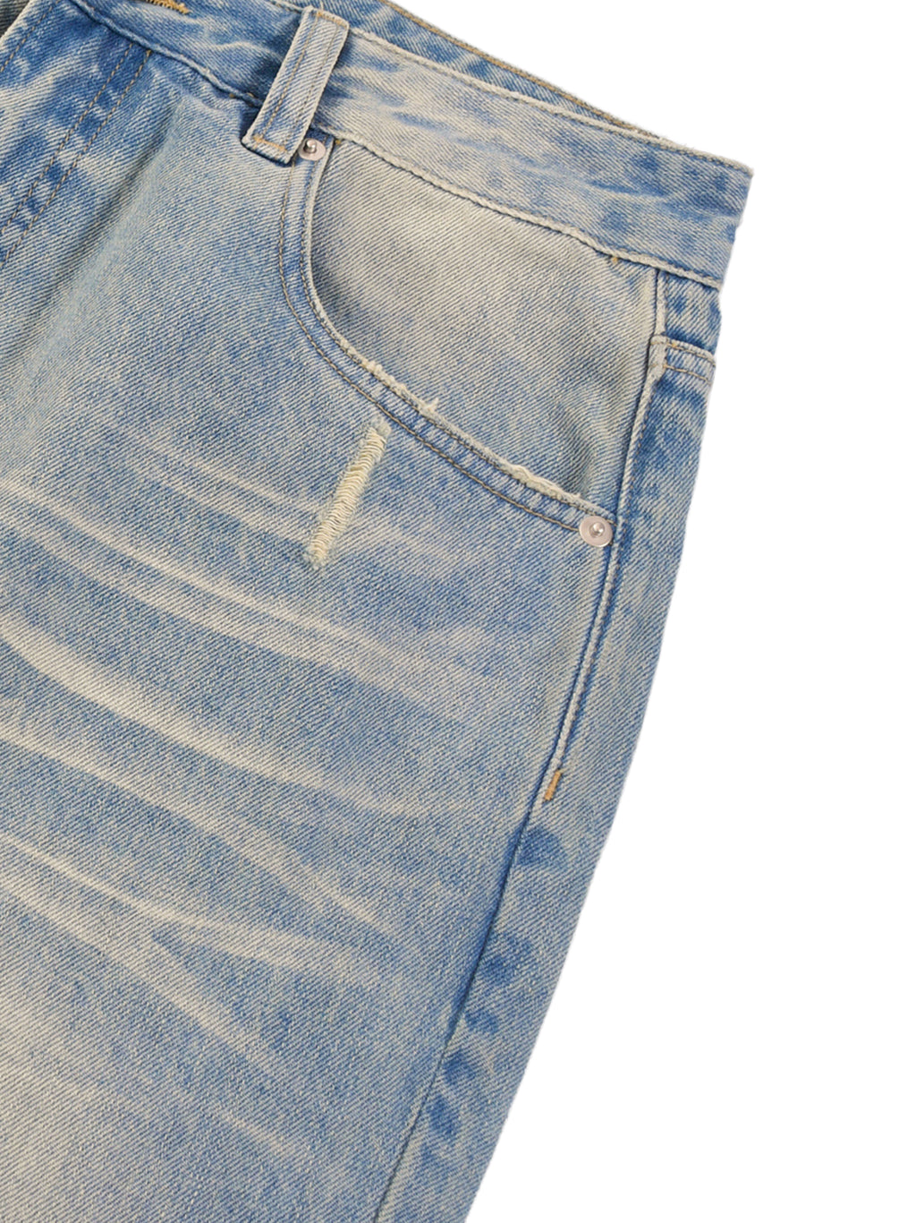 FEZIANNI  Sun Fade Raw Hem Denim Jeans