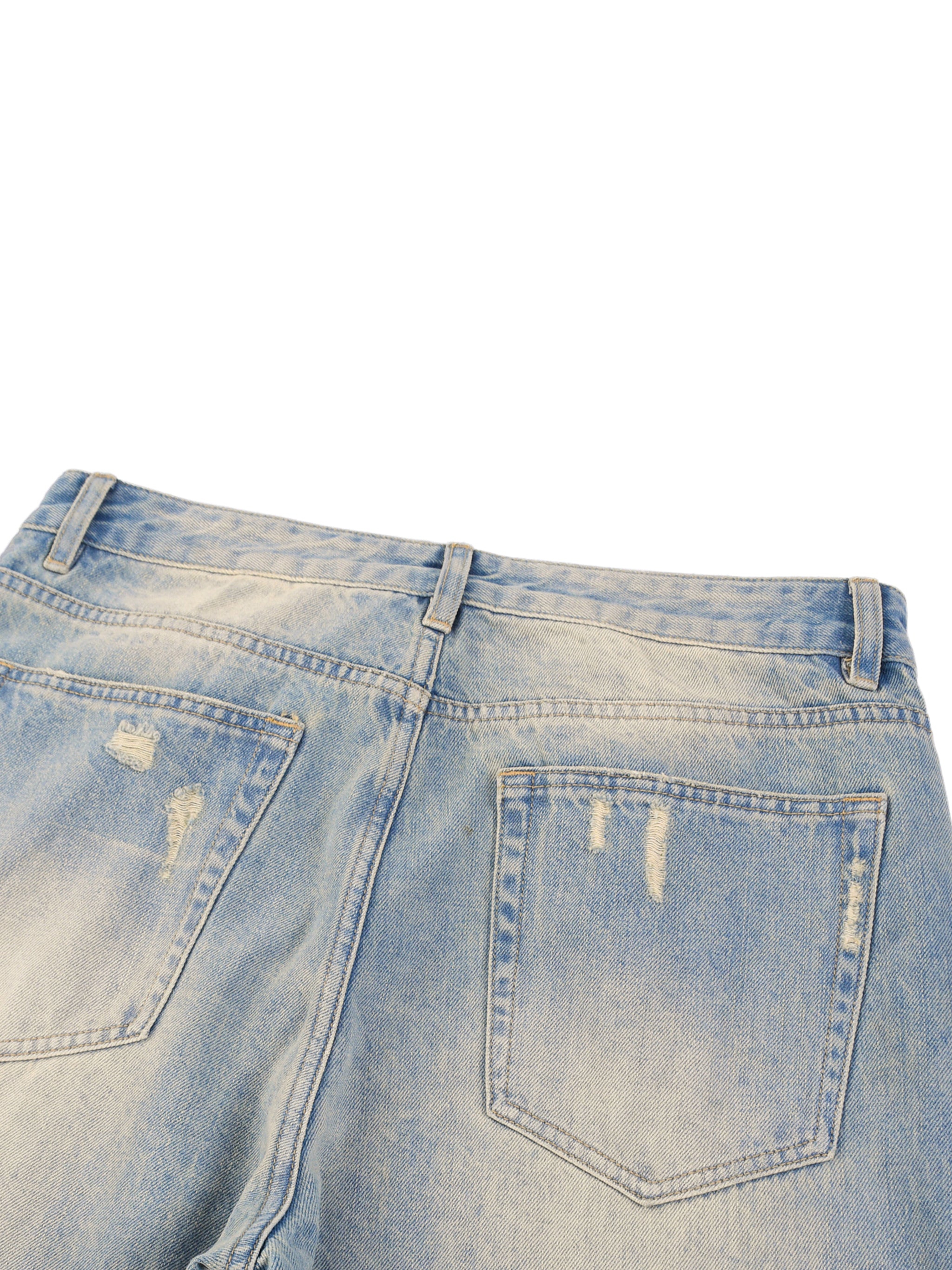 FEZIANNI  Sun Fade Raw Hem Denim Jeans
