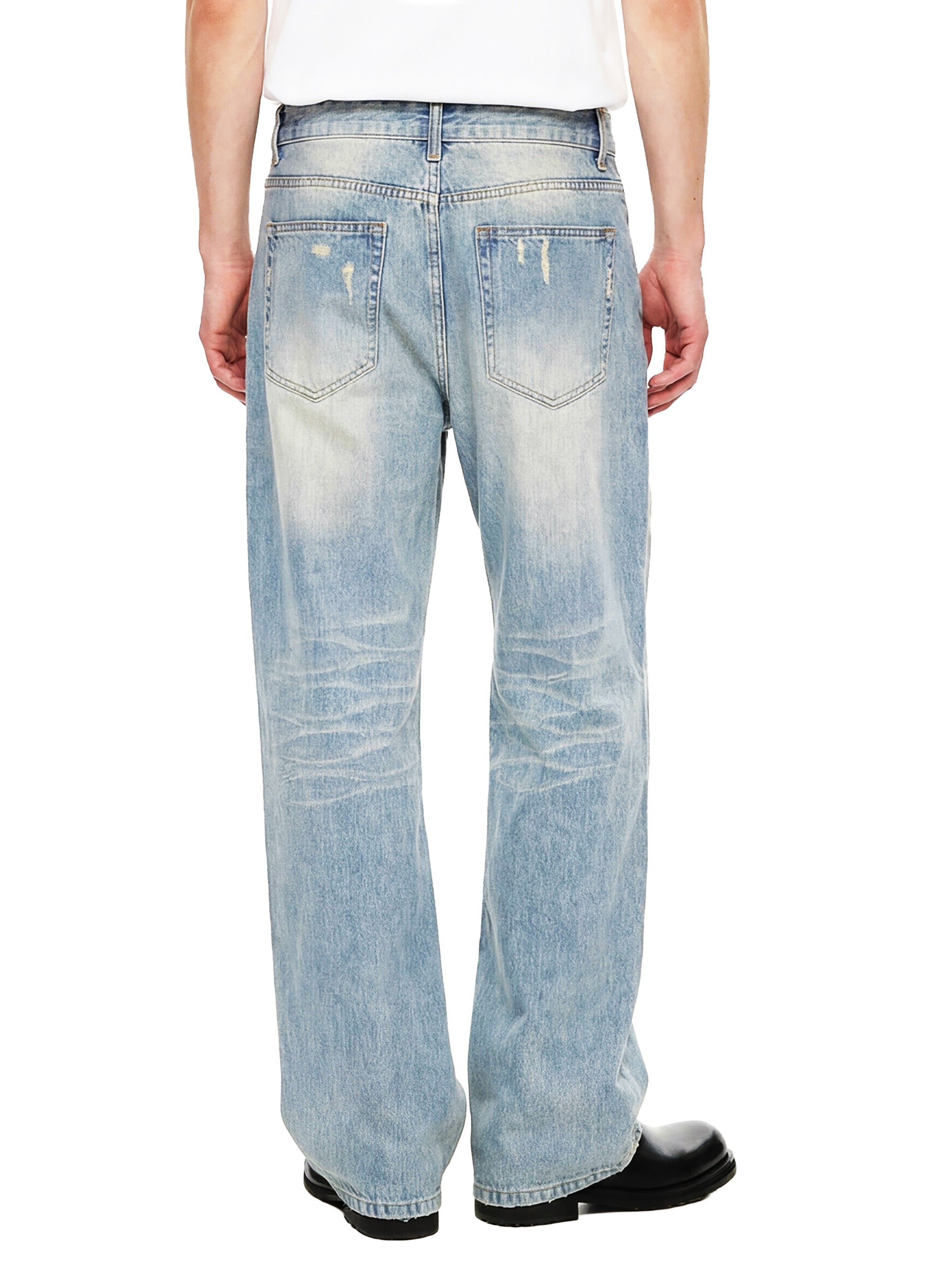 FEZIANNI  Sun Fade Raw Hem Denim Jeans